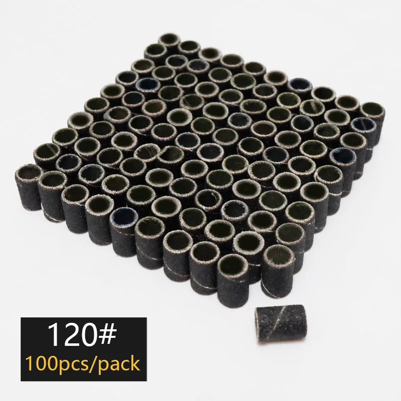 100/50/25pcs Nail Sanding Ring Bands Electric Manicure Nail Drill Bits 80/120/180.