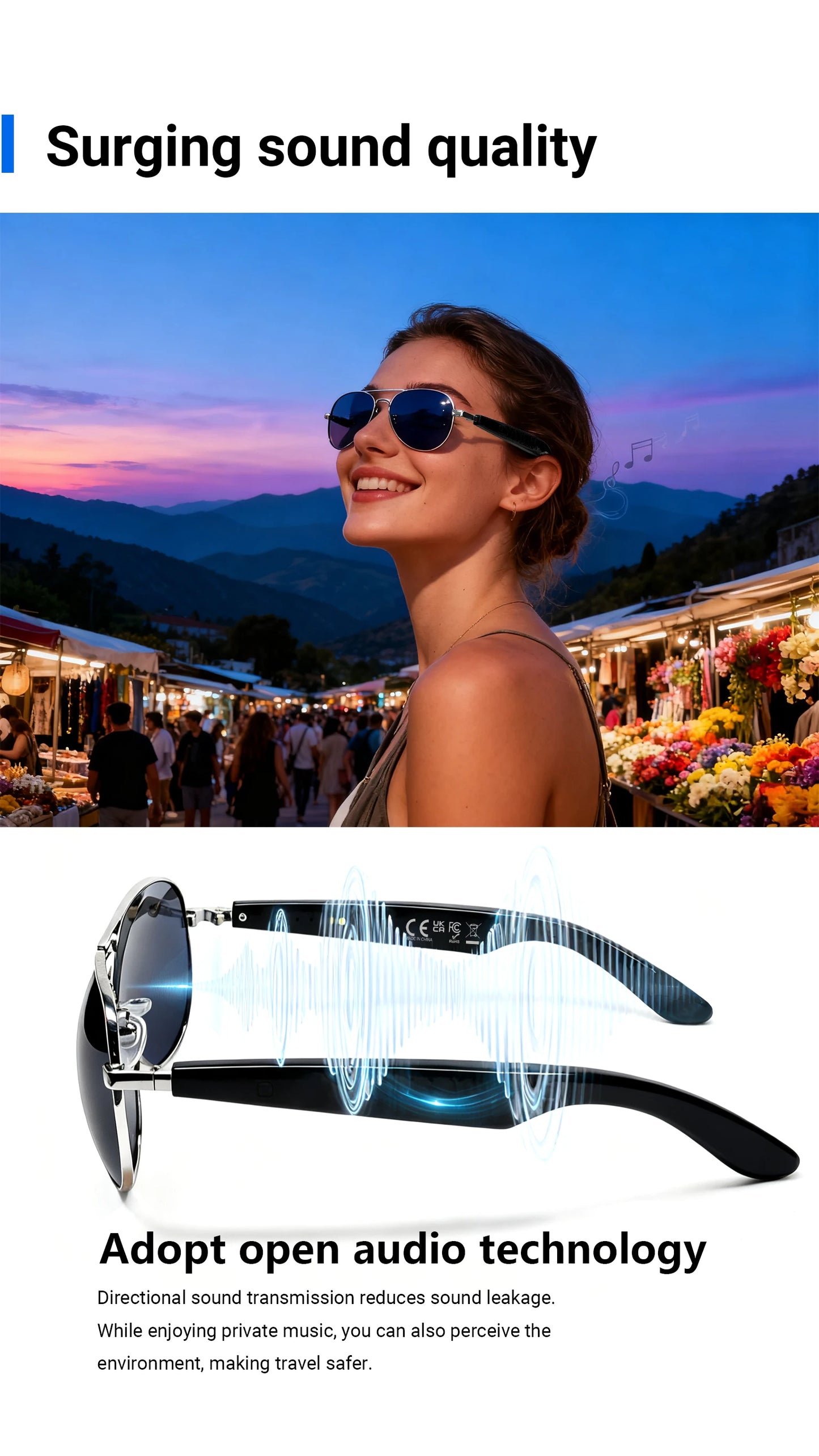 Smart Audio Glasses with AI and Translation .