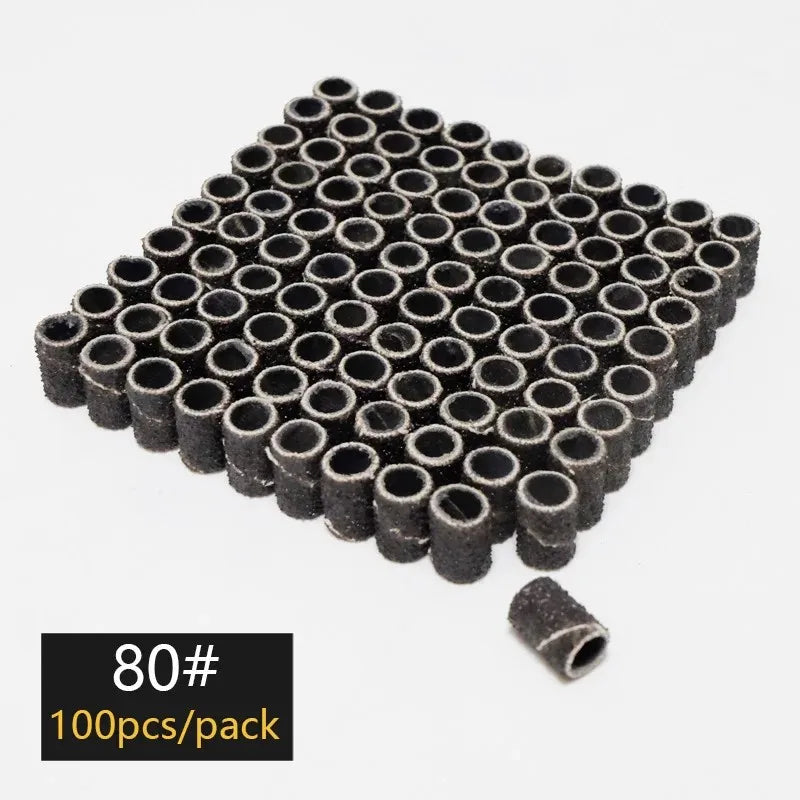 100/50/25pcs Nail Sanding Ring Bands Electric Manicure Nail Drill Bits 80/120/180.