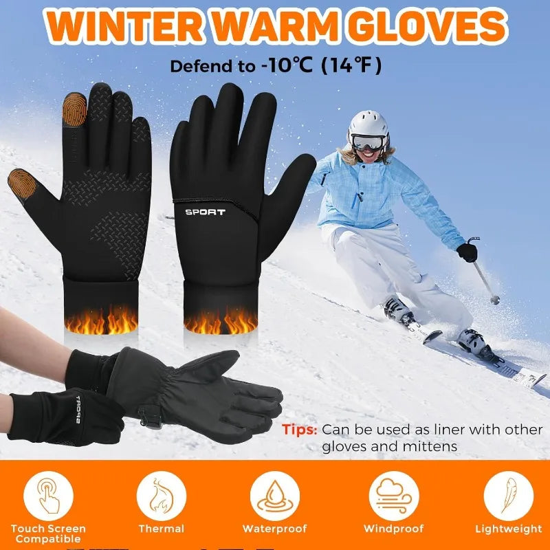 Warm winter gloves with a touch screen, ideal for cycling and running.