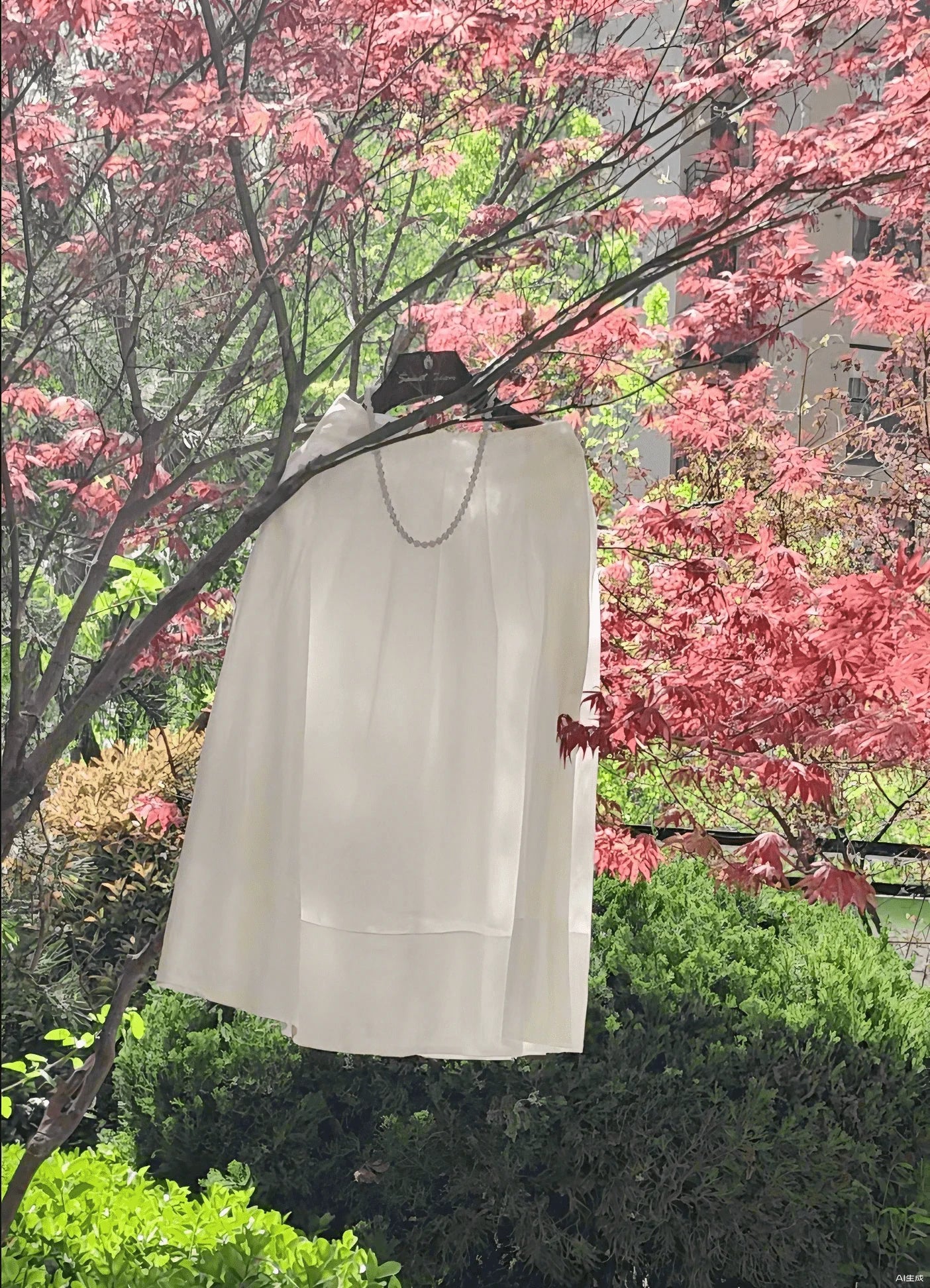 French elegant retro green umbrella skirt, temperament .