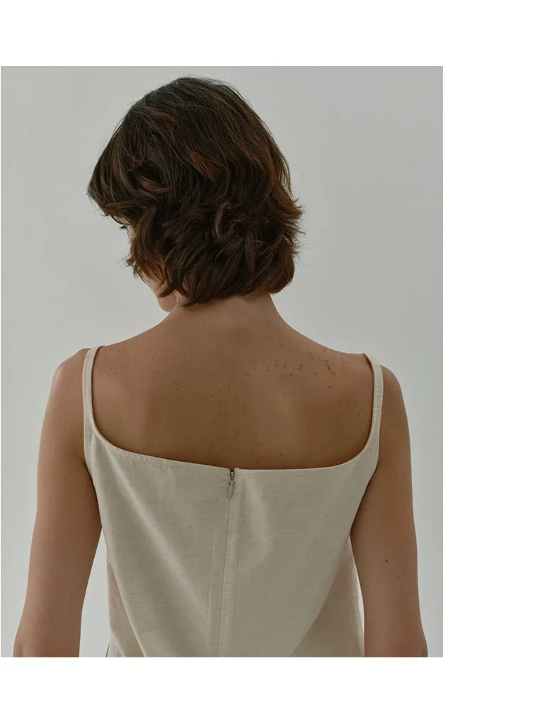 Chic Side Split Vintage Linen Skirt Women's Solid Color.