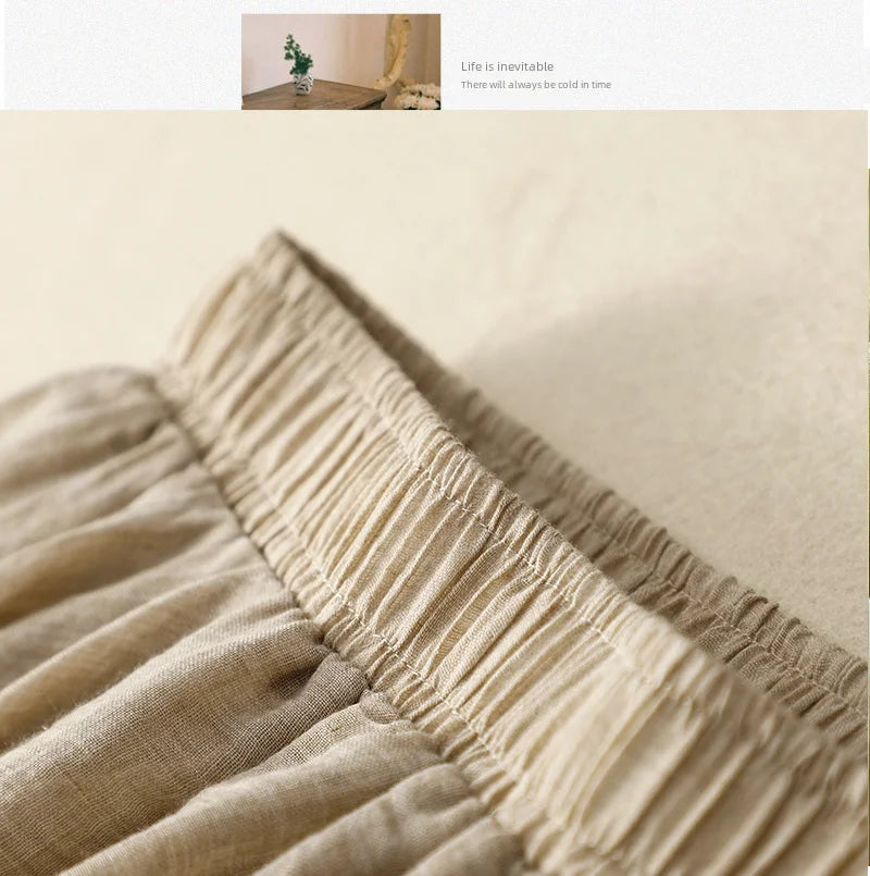 Slim Cotton Leaf Edge Double Layer Half Skirt Loose Waist.