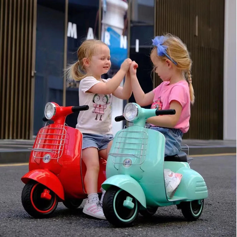 Children's Electric Car Boys and Girls Baby Tricycle Rechargeable Remote Control Toy Music Double Children's Electric Motorcycle
