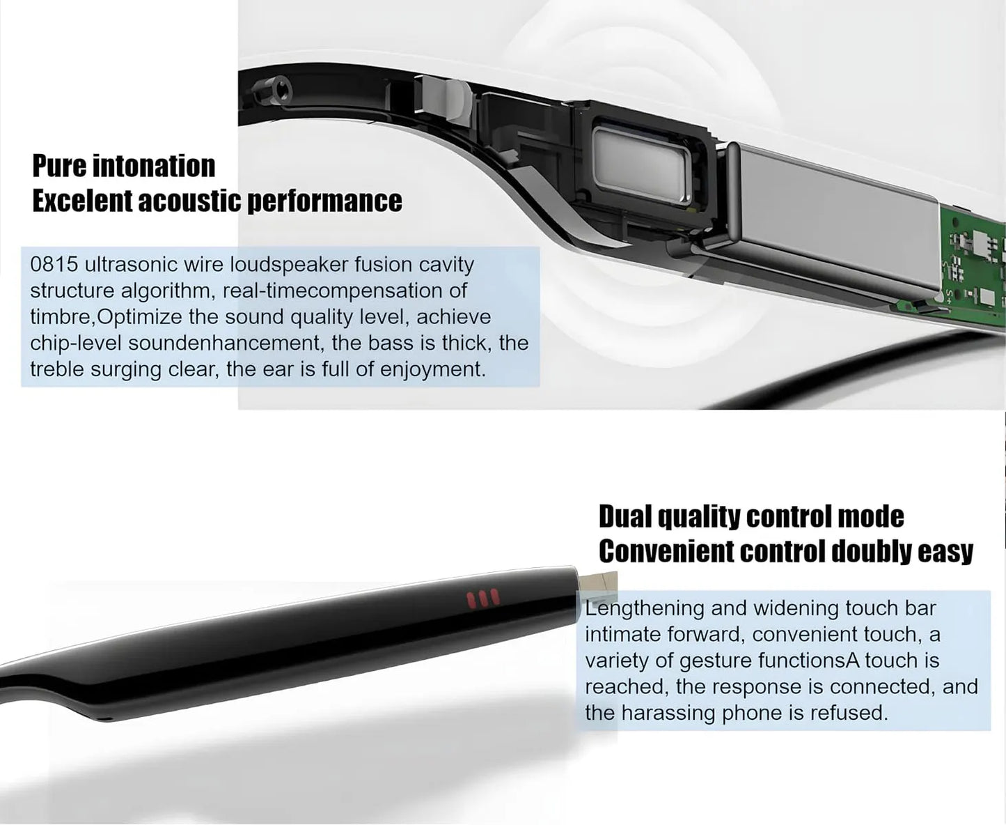 AI smart translation glasses, supporting real-time  translation in 164 languages,