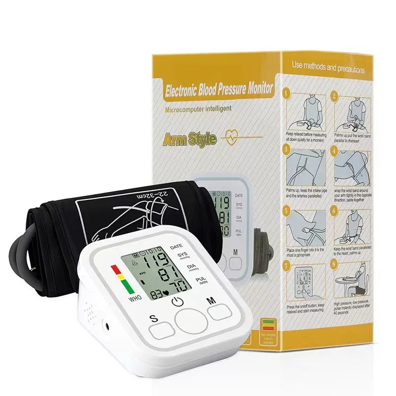 Automatic upper arm blood pressure monitor. sphygmomanometer