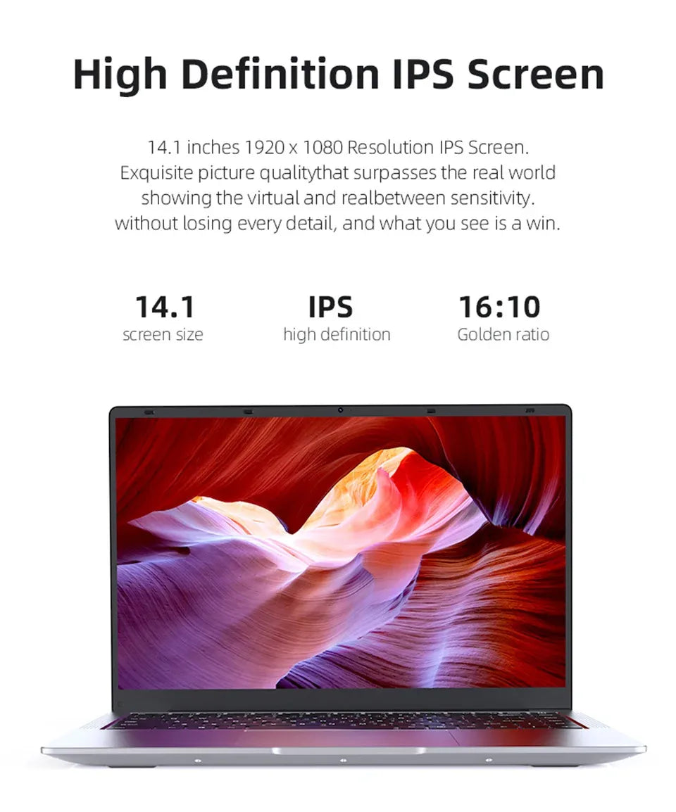 NEW 14.1-inch Portable Laptop 16GB RAM 1TB SSD Intel Celeron N4000 Windows 11
