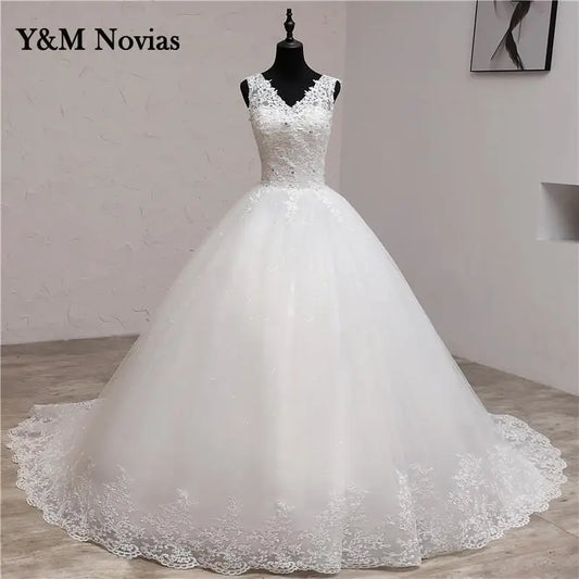 Lace Embroidery 2024 Spring Africa Style Wedding Dress Long Train or Floor Sweet Elegant Plus Size Vestido De Noiva Bride V Neck