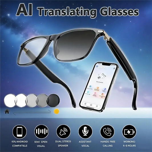 AI smart translation glasses, supporting real-time  translation in 164 languages,