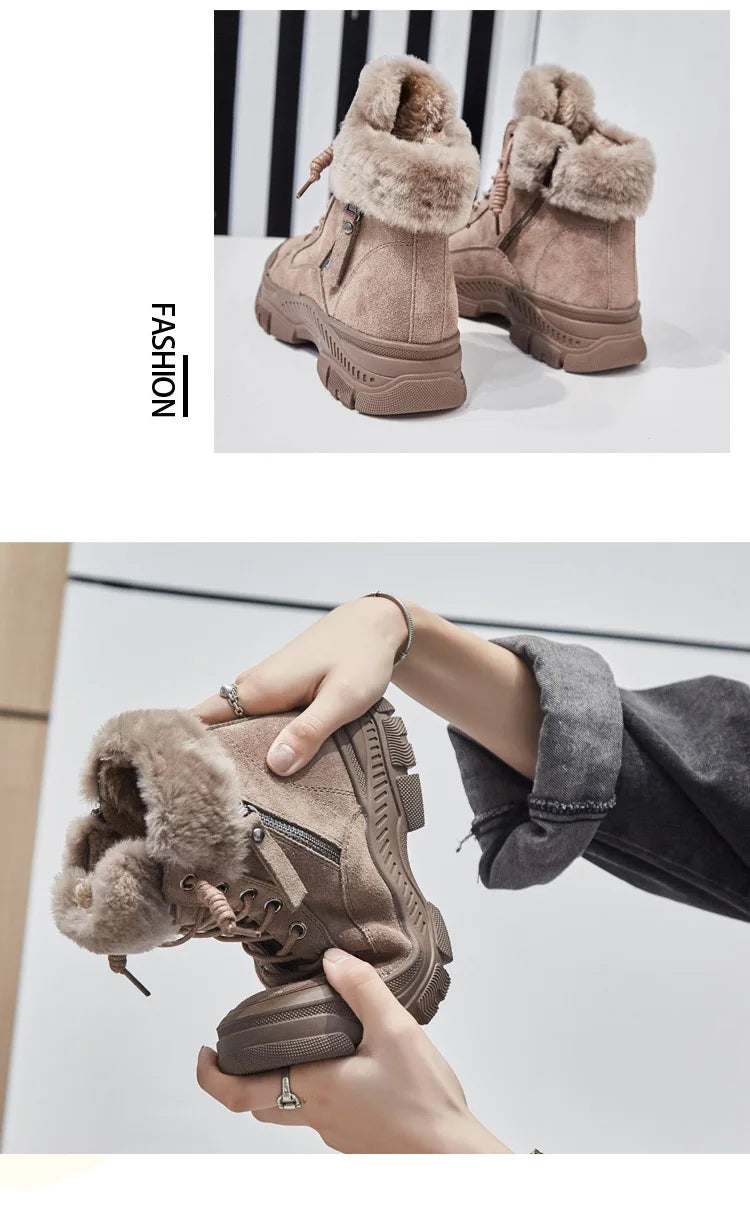 Winter Shoes Women Snow Boots Thick Sole Warm Plush Winter Shoes.