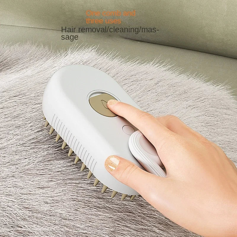 3-in-1 Electric Steam Brush for Dogs and Cats: Massages,