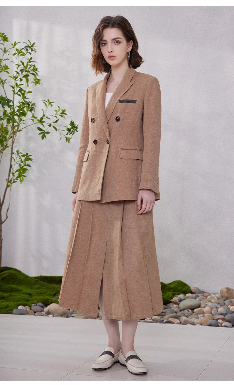 K2118W Lady High Quality 100% Linen Skirts.