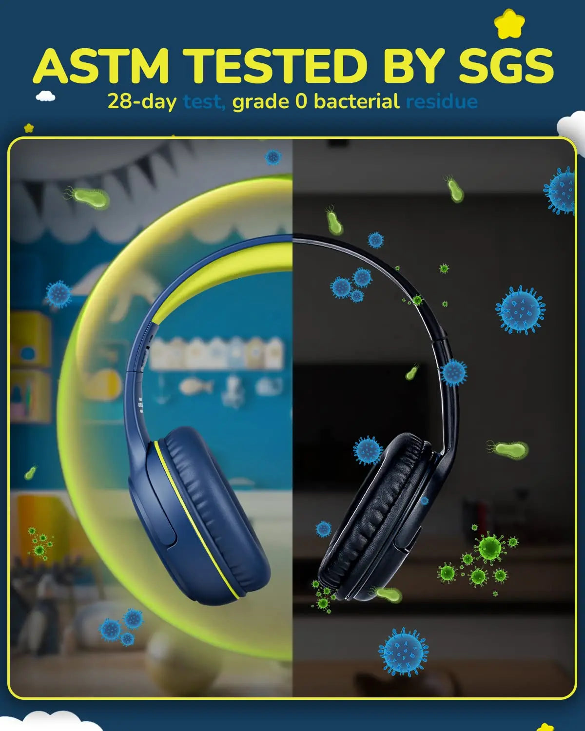 3.5mm surround stereo gaming headset with microphone and earcups.