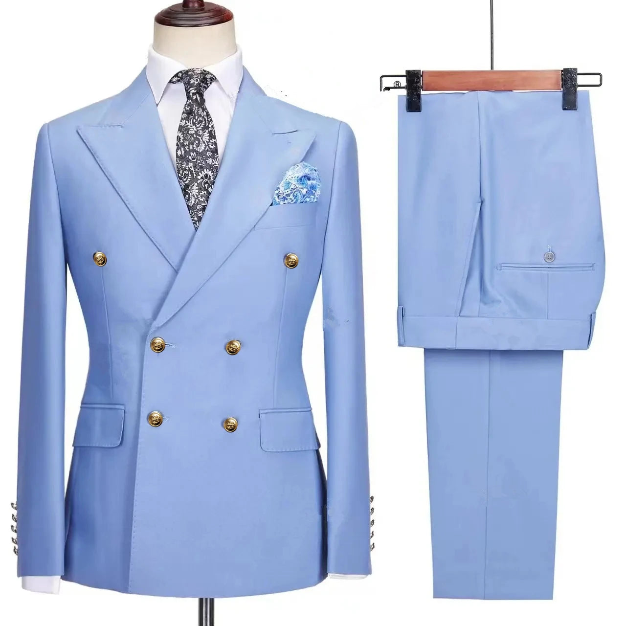 2023 Fashion New Men's Leisure Boutique Business Banquet Solid Color Wedding Double Breasted Slim Fit Suit Blazers Jacket Pants