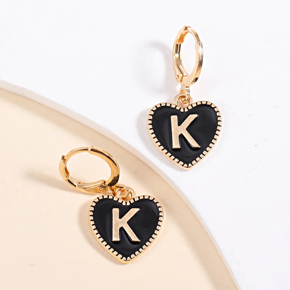 Peixin Fashion Heart Initial Letter Charms Women's Pendant Earrings Party Jewelry Mother's Day Valentine's Day Gift Wholesale