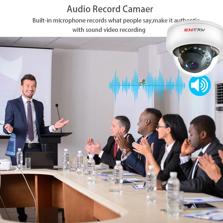 4K Video Surveillance Camera POE Doms Dome IP Onvif Audio 48V POE/DC 12V 4MP/5MP/8MP  For NVR.