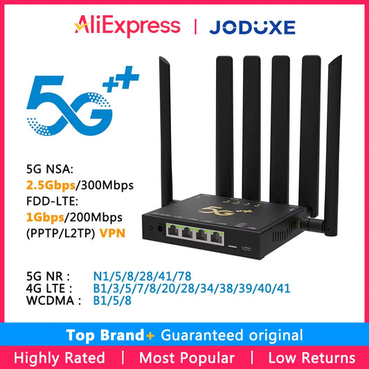 JODUXE-Link 5G CPE Router AX3000 Next-Gen 5G + WiFi 6 | Ultra-Fast Cellular Internet for Home Office&Mobile Use With Band Lock