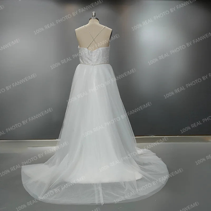 8302#Spaghetti Straps A-Line Bohemian Vintage Vestido De Noiva Sweep Train Sleeveless Lace Backless Wedding Dress Bridal Gown