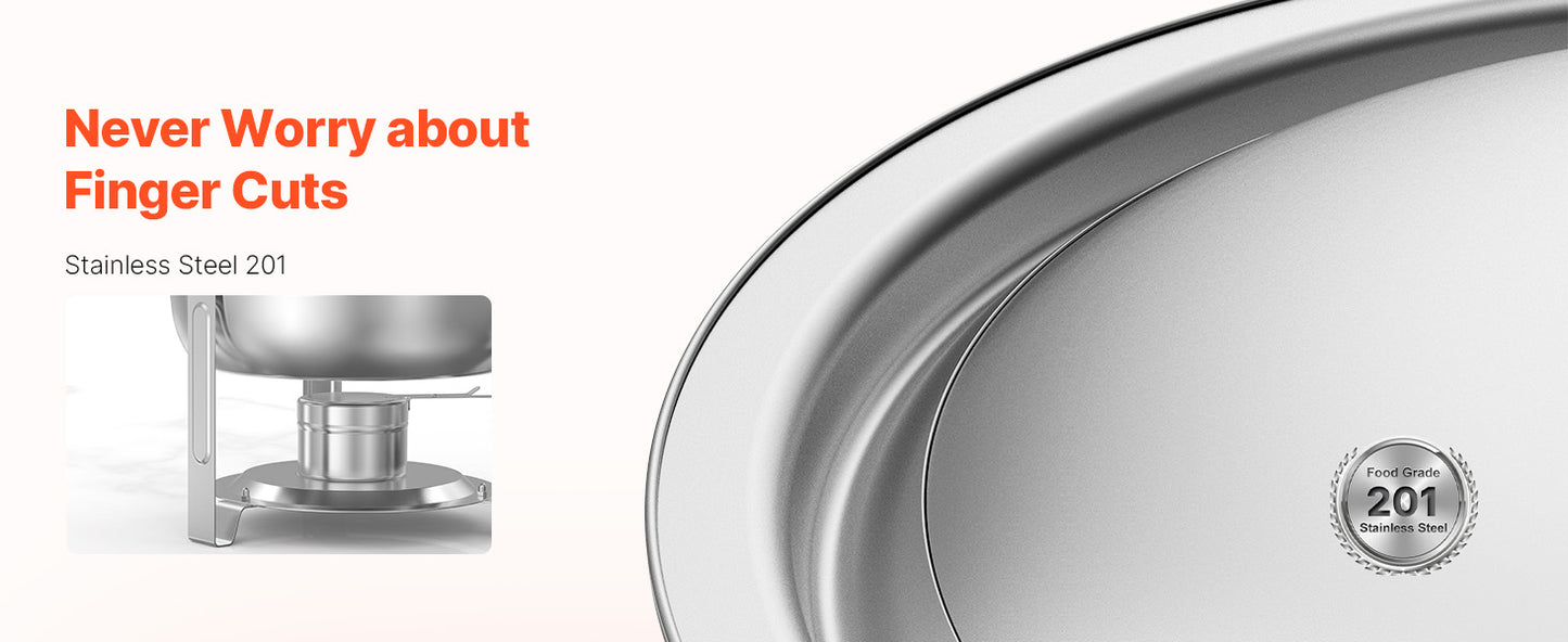 SucceBuy 5 Qt 4 Pack Chafing Dish Buffet Set Stainless Steel Chafer with 4.