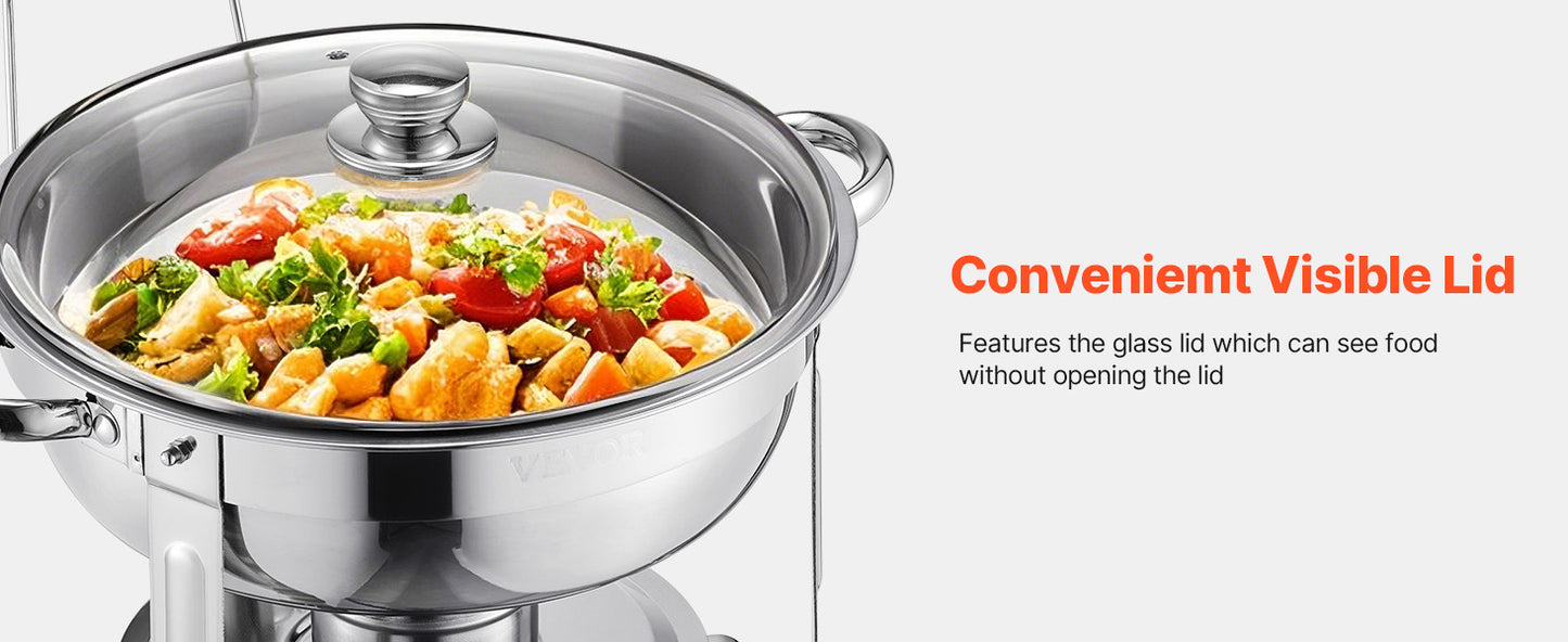 SucceBuy 5 Qt 4 Pack Chafing Dish Buffet Set Stainless Steel Chafer with 4.