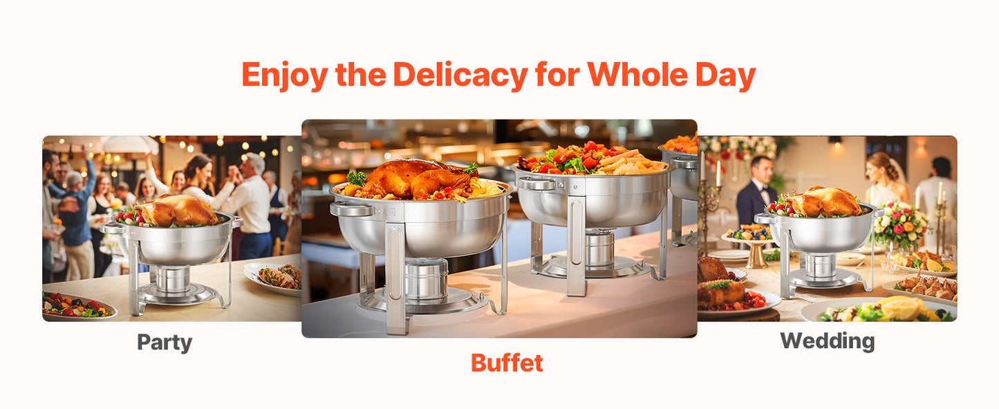 SucceBuy 5 Qt 4 Pack Chafing Dish Buffet Set Stainless Steel Chafer with 4.
