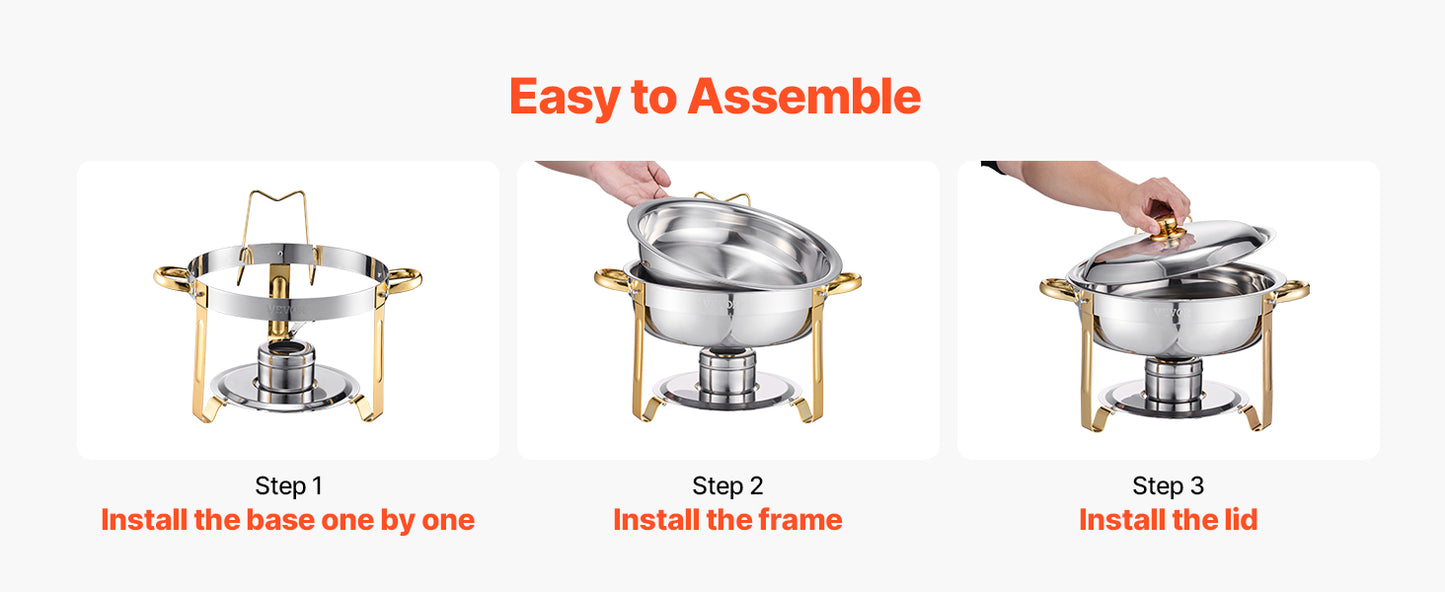 VEVOR 4 Pack Chafing Dish Buffet Set Stainless.