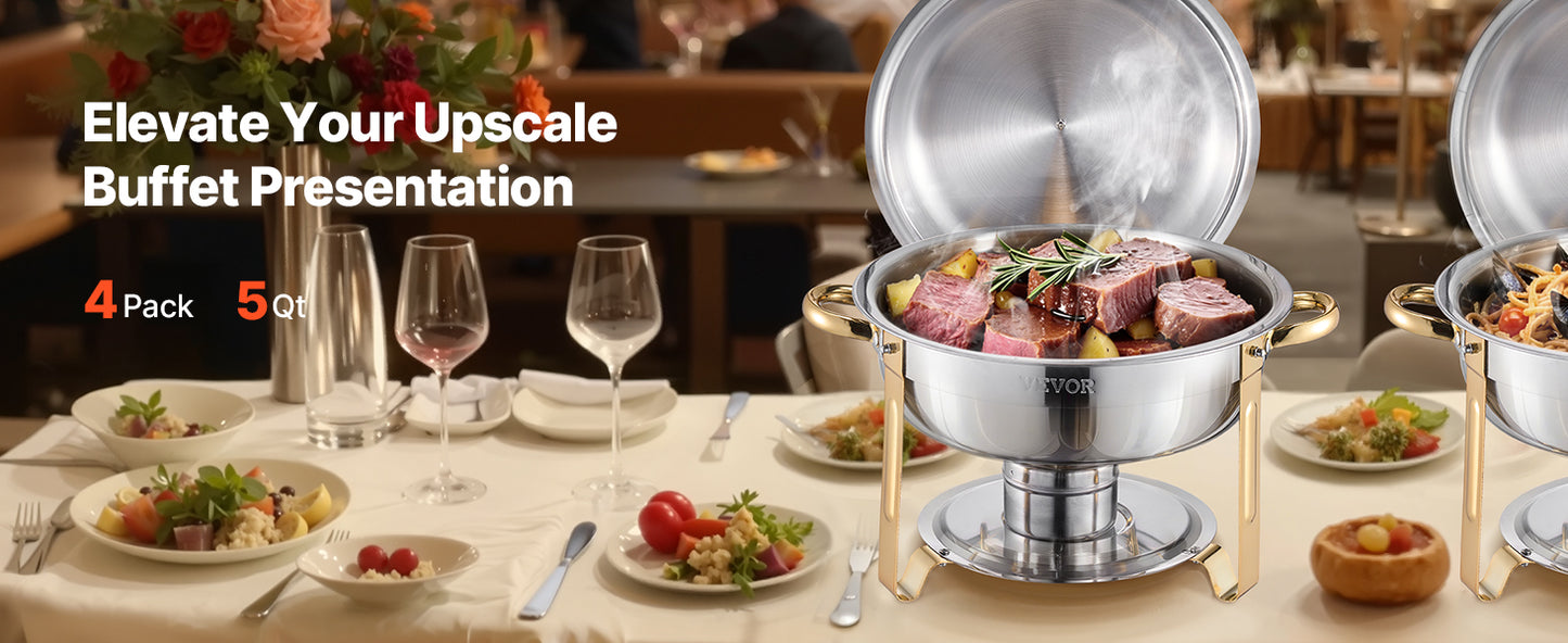 VEVOR 4 Pack Chafing Dish Buffet Set Stainless.