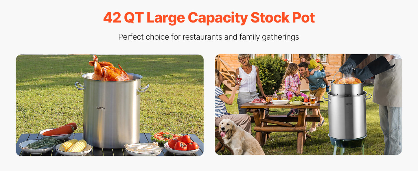 SucceBuy 42 Quart Stainless Steel Cookware Stockpot Commercial Cooking.